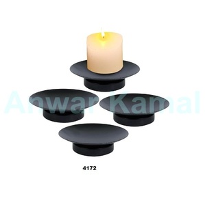Ensemble de 4 bougeoirs noirs bougeoirs ronds décoratifs pour la maison, le salon, la chambre et la table à manger. - Product Image 1