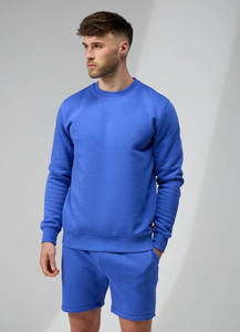Vente en gros de sweatshirts et sweatshirts unisexes bleus avec logo personnalisé Costume de jogging en coton épais Survêtements et survêtements de sport personnalisés pour hommes - Product Image 3