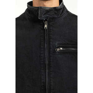 แจ็คเก็ตยีนส์ทรงปกติสำหรับฤดูใบไม้ร่วง ODM ชุดทำงานและสไตล์สตรีท ไซส์ XS คอตั้ง ปิดด้วยซิป รุ่น MN-JKT-WS25-050 - Product Image 5