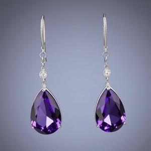 Pendientes colgantes hechos a mano de Plata de Ley 92,5 con forma de pera facetada con pendientes de gota de moda de piedras preciosas de amatista azul genuina - Product Image 5