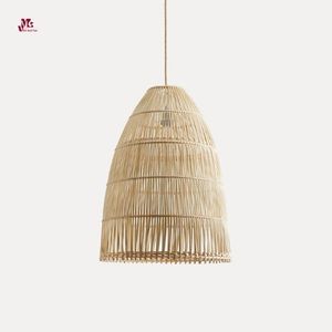 Abat-jour bohème en rotin lustre de plafond luminaire en rotin pendentif lumière chez l'habitant Restaurant lumière en rotin tissé - Product Image 4