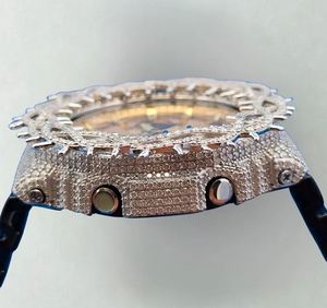 ユニセックス用VVS Moissaniteバストダウン時計、ラボダイヤモンド時計ヒップホップウォッチ、ラグジュアリー、手作りメンズウォッチ - Product Image 3