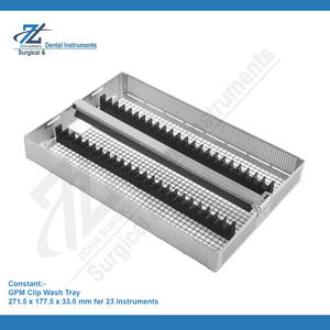 ถาดล้างเครื่องมือผ่าตัดแบบหนีบทำจากสแตนเลส GPM พร้อมช่องใส่ 23 ช่อง สำหรับเครื่องมือผ่าตัดแบบใช้ซ้ำได้ เหมาะสำหรับโรงพยาบาลและทันตกรรม - Product Image 2