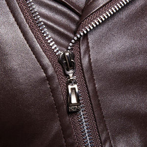 <b>Men</b> Clothing Premium Design Customized Genuine Cowhide Leather Vintage Elegant Stand Collar Waterproof Long Zipper Bikers <b>Jacket</b> - Product Image 5