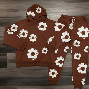 Ensemble de survêtement décontracté en denim déchiré pour homme, 2 pièces, sweat-shirt à capuche et pantalon de survêtement, vêtements de rue d'hiver - Product Image 1