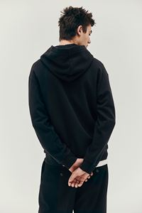 Sweat à capuche imprimé de qualité supérieure pour hommes, coupe ample, avec doublure en jersey de coton mélangé, manches longues, poche latérale kangourou, noir - Product Image 4