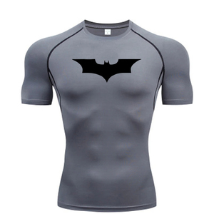 Camiseta de Compresión Deportiva para Hombre con Estampado de Murciélago, Manga Corta, Informal, para Gimnasio, Fitness, Correr, Top Ajustado para Hombre - Product Image 1