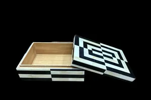 กล่องจัดระเบียบเครื่องประดับแบบฝังลายกระดูกทรงสี่เหลี่ยมสวยงามทันสมัยเป็นของที่ระลึกสำหรับตกแต่งบ้านของผู้หญิง - Product Image 5