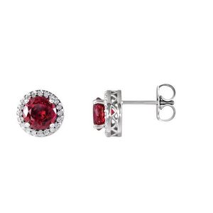 Pendientes de tuerca redondos de 4 puntas estilo halo con diamante de corte princesa, chapados en oro blanco de 14K/18K, con diseño de corona y tornillo, a la moda - Product Image 1