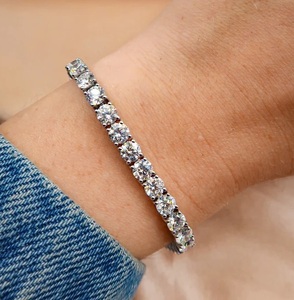 สร้อยข้อมือเพชรเทนนิสสีทอง14 CT E/VS1รอบตัดเพชรห้องปฏิบัติการสร้อยข้อมือเทนนิสทองคำขาว14K ของขวัญครบรอบ - Product Image 1