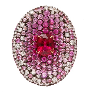 Women Pink Gemstone <b>Crystal</b> Halo <b>Ring</b> Round Heart Shaped Pave Cluster Engagement Wedding <b>Ring</b> Gold Tone Statement Bridal Jewelry - Product Image 1