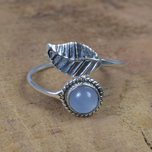 Lujoso anillo de piedras preciosas de Plata de Ley 925 hecho a mano Calcedonia niñas fiesta joyería sello plata esterlina - Product Image 5