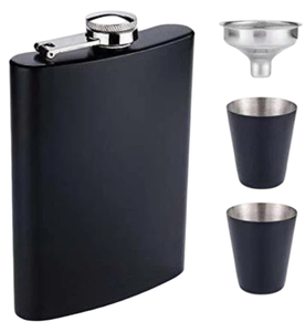 Petaca con embudo 10oz Acero inoxidable Metal Mate Negro Botella Vodka Whisky Botella de bolsillo más vendida - Product Image 6