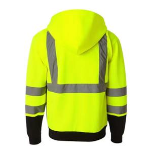 Men <b>Hi</b> <b>Vis</b> Customized Safety Hoodies High Visibility Zipper <b>Hoodie</b> Jackets Unisex Construction Reflective Zip up Jacket Hoodies - Product Image 6