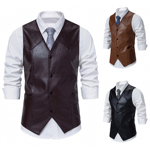 Top tendance personnalisé hommes moto cuir gilet décontracté hiver vêtements d'extérieur courte longueur bouton décoration OEM ODM disponible - Product Image 3