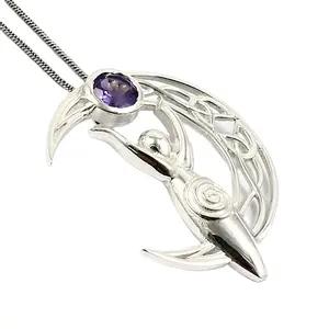 Popular Luxury Charms Silver Pendant Design Amethyst Gemstone 925 Sterling Silver necklace handmade wholesale jewelry