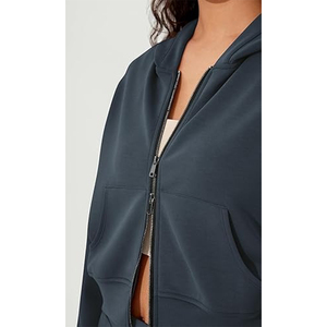 Sudaderas cortas de entrenamiento informales con logotipo personalizado, jersey de manga larga, Tops, sudadera suelta de peso pesado para mujer - Product Image 4