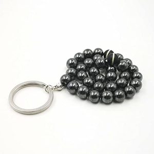 Tasbih hématite naturelle avec pierre d'agate, porte-clés Bracelet musulman 33 perles porte-clés accessoires - Product Image 2