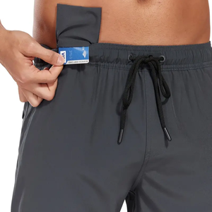 Pantalones cortos deportivos de rendimiento informal para hombre, malla de algodón de secado rápido con bolsillos en la cintura con cordón ajustable, talla XS, para entrenamiento de gimnasia - Product Image 6