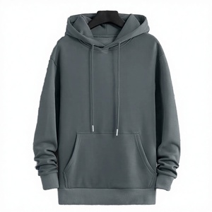Sweats à capuche surdimensionnés pour hommes en gros, motif uni, poids lourd, 50% coton, 50% polyester, logo brodé personnalisé - Product Image 1