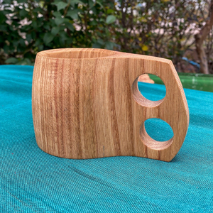 Tasse à lait à café écologique pratique tasse à boisson en bois de caoutchouc robuste tasse en bois créative écologique déco portable - Product Image 5