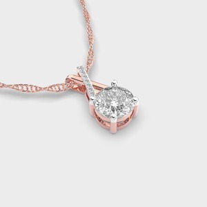 Pendentif solitaire en forme de croix X avec diamant rond cultivé en laboratoire certifié IGI, micro-pavé en or jaune/blanc et or rose 14 carats - Product Image 3