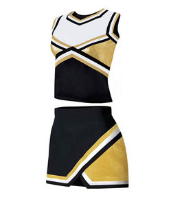 Traje de animadora Cheer Girls Uniforme Tops Venta al por mayor Uniformes de porristas OEM Patrón dorado Uniformes de animadora - Product Image 5