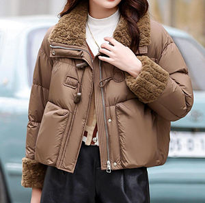 แจ็กเก็ตขน100% พองสำหรับผู้หญิงแจ็กเก็ตขนปุยผ้าสแปนเด็กซ์ทำจากโพลีเอสเตอร์ขนเฟอร์เทียม - Product Image 5