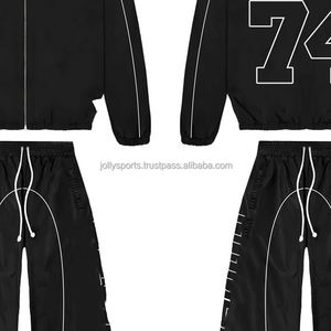 Chaqueta cortavientos transpirable personalizada de talla grande Conjuntos cortavientos de dos piezas para hombres Conjunto cortavientos al por mayor - Product Image 5