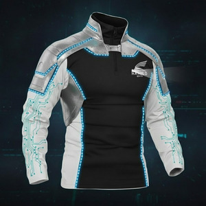 Service OEM, logo personnalisé, t-shirt de compression de sport à manches longues, 100% coton, motif uni - Product Image 4