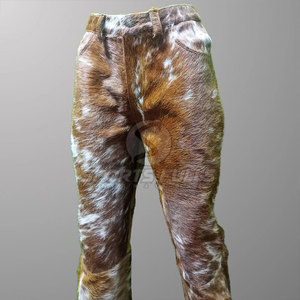 Moda Hair-on Hide Pants Mens Hecho a mano Exótico Look Premium Hecho a mano Hair-on Cowhide Pants - Product Image 5