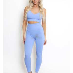 Gran oferta de ropa deportiva personalizable de cintura alta para mujer, conjunto de gimnasio cómodo de dos piezas para mujer con MOQ bajo - Product Image 4