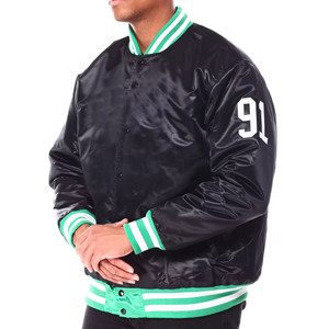 Veste universitaire en satin noir marron de qualité supérieure Veste de baseball Letterman College Veste de baseball en satin personnalisée pour homme - Product Image 4