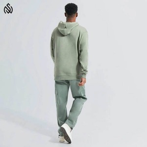 เสื้อฮู้ดแฟชั่นโอเวอร์ไซส์สำหรับผู้ชายเสื้อมีฮู้ดพิมพ์ลายพัฟเสื้อผ้าฝ้ายสไตล์สตรีทแวร์ผ้าคอตตอนดีไซน์สีพื้นแบบลำลองสำหรับ100% ออกแบบได้เองฤดูหนาวของผู้ชาย - Product Image 4