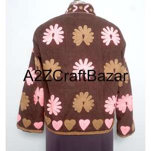 A2ZCraftBazar Cotrise <b>Jacket</b> Vintage Embroidery <b>Mandarin</b> <b>Collar</b> Regular Fit Breathable Eco-Friendly All-Season Cotton Lined - Product Image 5