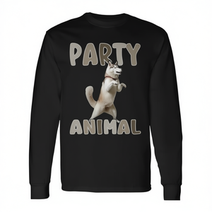 T-shirt à manches longues de qualité supérieure avec un design Husky Animal de la fête, pleine d'énergie et de joie - pour usage promotionnel - Product Image 2