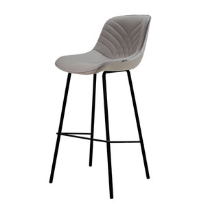Taburete de Bar Contemporáneo Tapizado en Cuero Nappa con Patas de Acero con Recubrimiento en Polvo GAK69H, Silla Alta de Bar, Material PU - Product Image 3