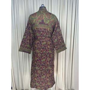 Yak <b>Wool</b> Blend Women's Cozy Warm Winter Romance Kimono Robe <b>Brown</b> Paisley Cardigan House Coat Quirky Pockets ODM Woven Fabric - Product Image 3