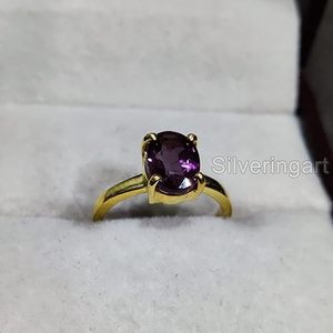 Anillo de Mujer con Piedra Preciosa de Alejandrita Natural, Piedra de Nacimiento de Junio, Regalo de Boda, Navidad, Anillo Apilable, Joyería, Anillo de Plata de Ley 925 - Product Image 4
