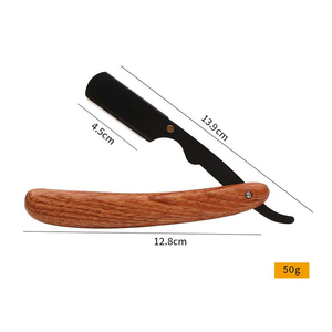 Maquinilla de afeitar recta de peluquero de acero inoxidable de alta calidad para afeitar maquinilla de afeitar con mango de madera de un solo borde - Product Image 4