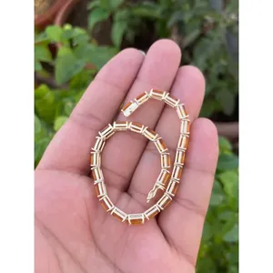 กำไลข้อมือเทนนิสทอง 14K ประดับซิทรินธรรมชาติ งานแฮนด์เมด เครื่องประดับหรูหรา ขายส่ง - Product Image 4