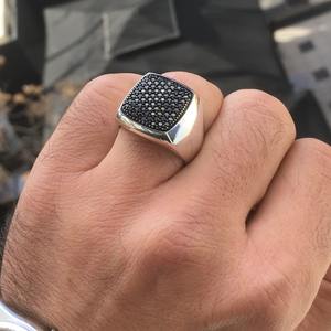 Bague en diamant noir naturel, émeraude, perle et rubis, or 10K 18K, argent sterling 925, or blanc, cadeau d'anniversaire personnalisé, bijoux pour femmes - Product Image 1