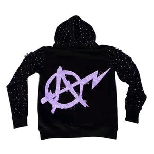 Sudadera con Capucha de Último Diseño Hecha a Medida, Servicio OEM, Impresión de Piedras de Imitación en Sudadera con Capucha, Alta Calidad y Lujo - Product Image 5