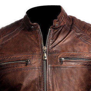 Chaqueta de cuero genuino para hombre de la mejor calidad para otoño e invierno, estilo callejero liso teñido con servicio OEM, venta en línea - Product Image 2