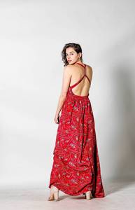 ชุดเดรสยาวของผู้หญิงชุดเดรสลำลองแขนกุดเปิดหลังผ้าคอตตอนลายปาเก็ตตี้ลูกไม้ชายหาดแฟชั่นฤดูร้อน - Product Image 2