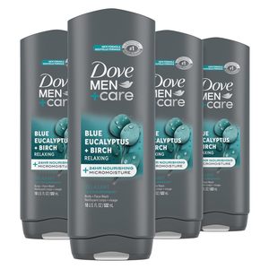 DOVE MEN + CARE Gel de Ducha para Hombre con Eucalipto Azul y Abedul, Paquete de 4, Gel de Ducha para Piel Seca con Micromoisture, 18 oz - Product Image 3
