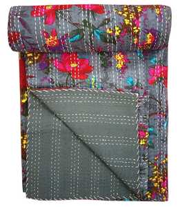 Print Indian Animal Kantha Quilt 100% Soft Cotton Handmade Kantha <b>Bedcover</b> Blanket Gudari Kantha Quilt for Sale Gift - Product Image 2