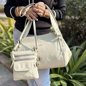 Ensemble de deux sacs en cuir véritable : sac fourre-tout et sac bandoulière, sac élégant, vente flash, sacs de créateurs uniques pour femmes, multi-usages - Product Image 1