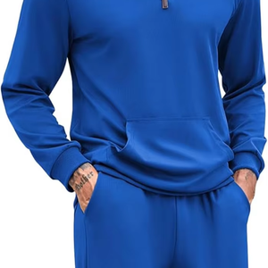 Custom High Quality <b>Men's</b> 2-Piece Quarter <b>Zip</b> Sweatsuit Set Casual Athletic Running Jogging Tracksuits for Winter Season - Product Image 1