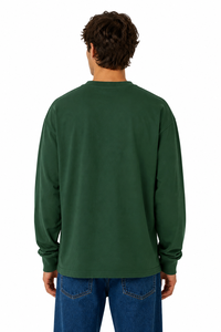 เสื้อเชิ้ตแขนยาวผู้ชาย Everyday Comfort พรีเมียม ผ้าฝ้าย 100% สีเขียวเข้มแบบดั้งเดิมสไตล์อิตาลี ย้อมสีเรียบ ป้องกันขนร่วง ซับเหงื่อ - Product Image 2